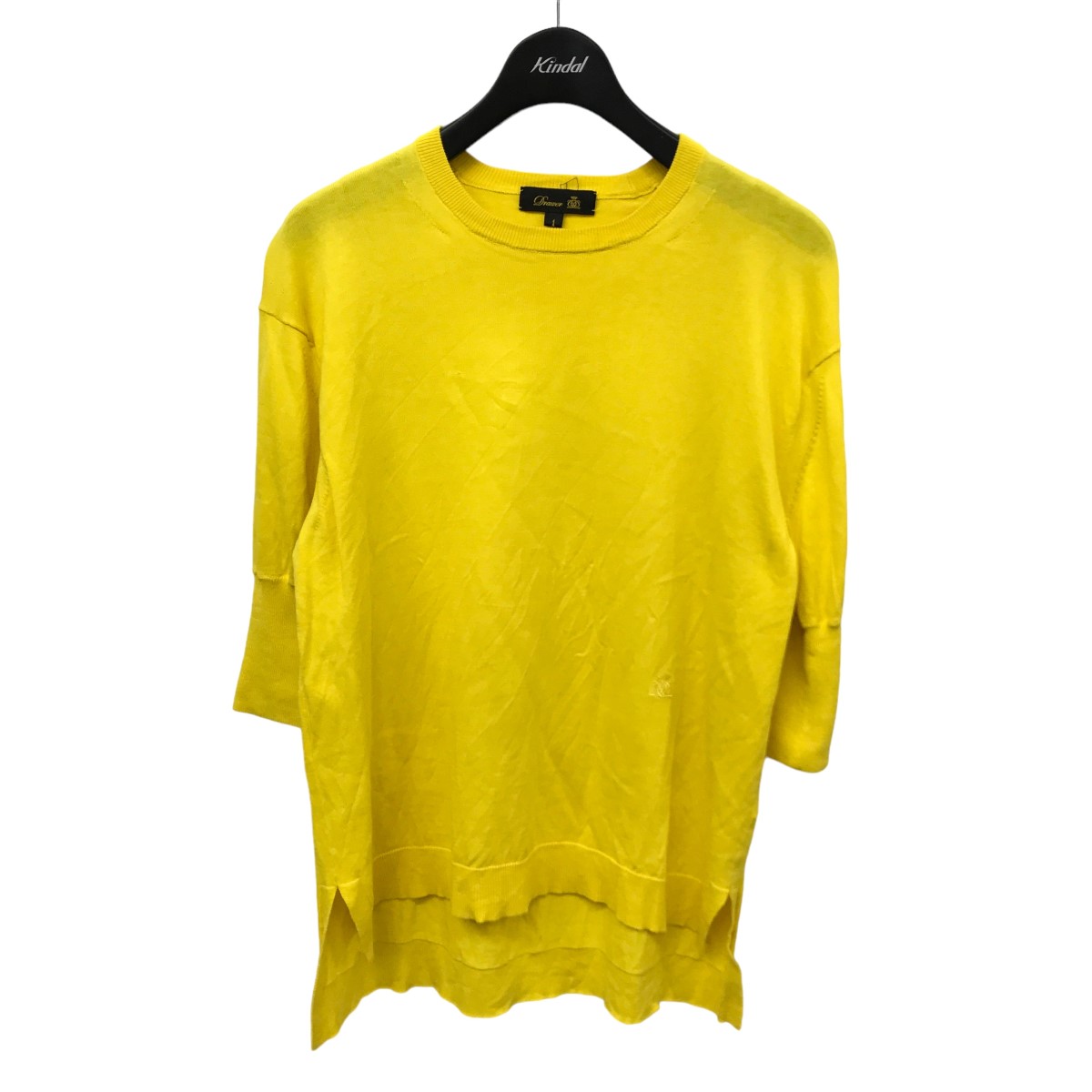 【中古】Drawer　16Gコットンクルーネックニット 半袖ニット 6518-105-0366 イエロー サイズ：1 【1909..