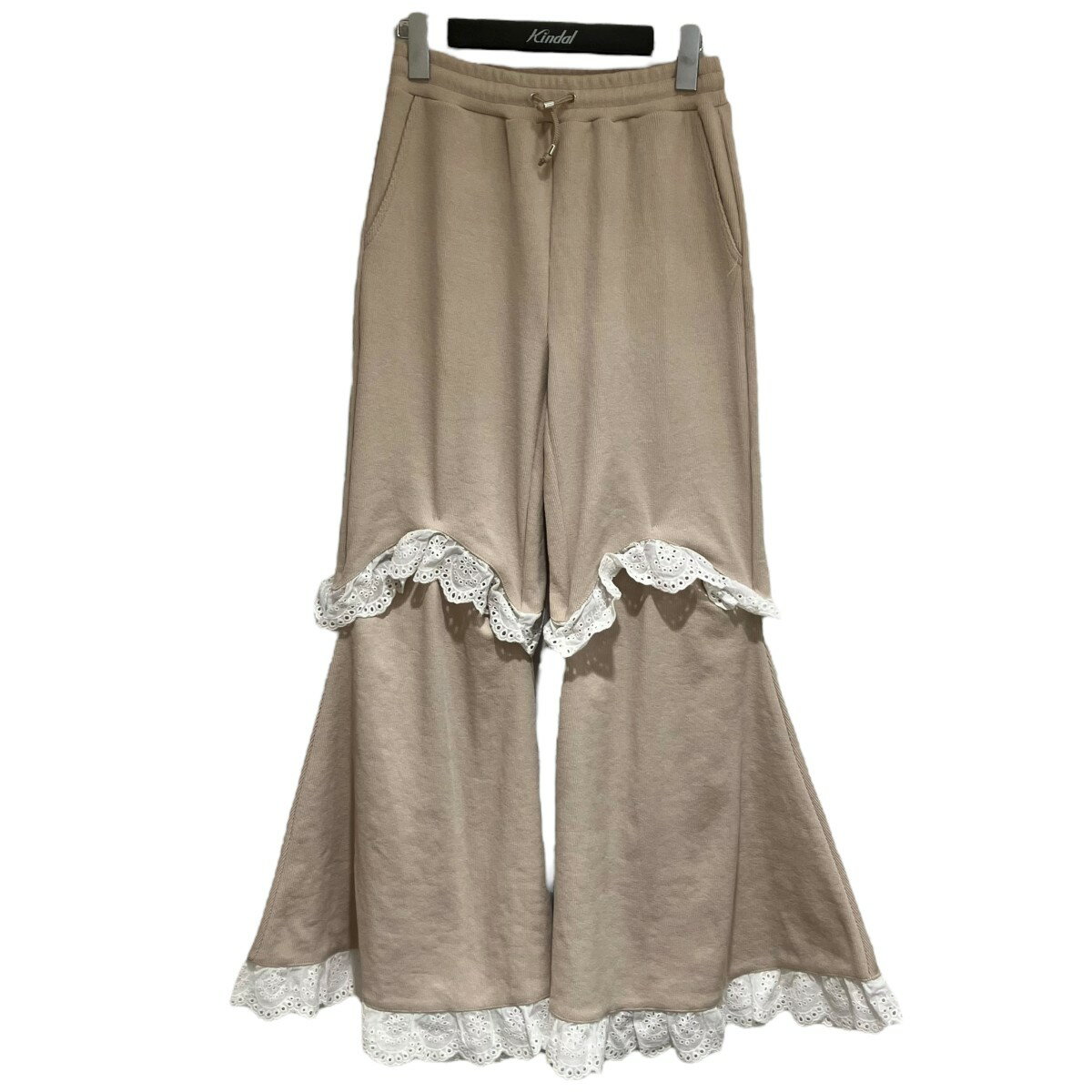 【中古】Honey mi Honey　two-way rib flare pants レース切替スウェットパンツ 24A-DR-02 ベージュ サイズ：F 【190925】（ハニーミーハニ）
