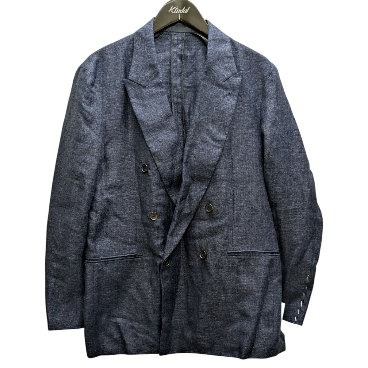 【中古】CARUSOBUTTERFLY JACKET ダブルテーラードジャケット インディゴ サイズ：48【価格見直し】