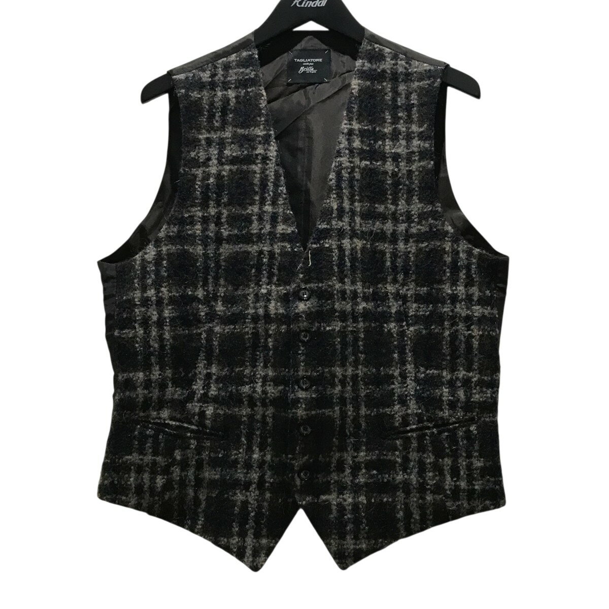 【中古】TAGLIATORE×Brilla per il gusto【BRIAN F】 チェックジレ ブラウン×ネイビー×ホワイト サイズ..