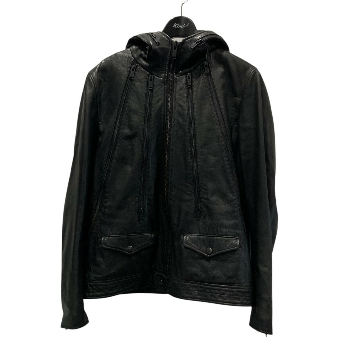 【中古】UNDERCOVERISM　中綿フーデッドレザージャケット N4204 ブラック サイズ：2 【240925】（アンダーカバーイズム）