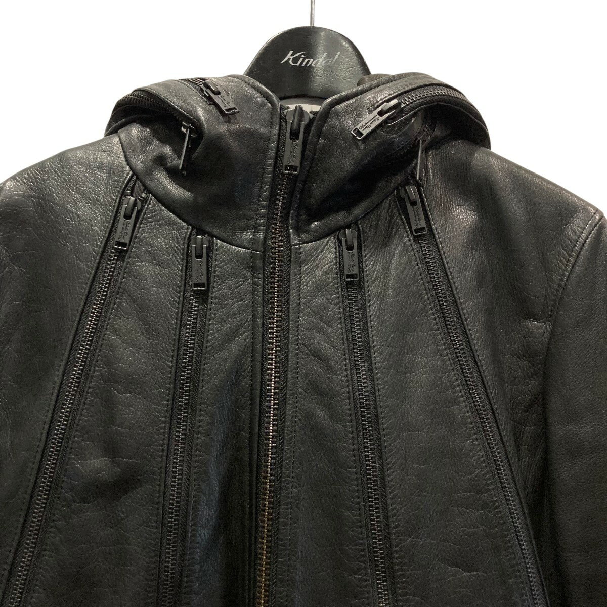 【中古】UNDERCOVERISM　中綿フーデッドレザージャケット N4204 ブラック サイズ：2 【240925】（アンダーカバーイズム）