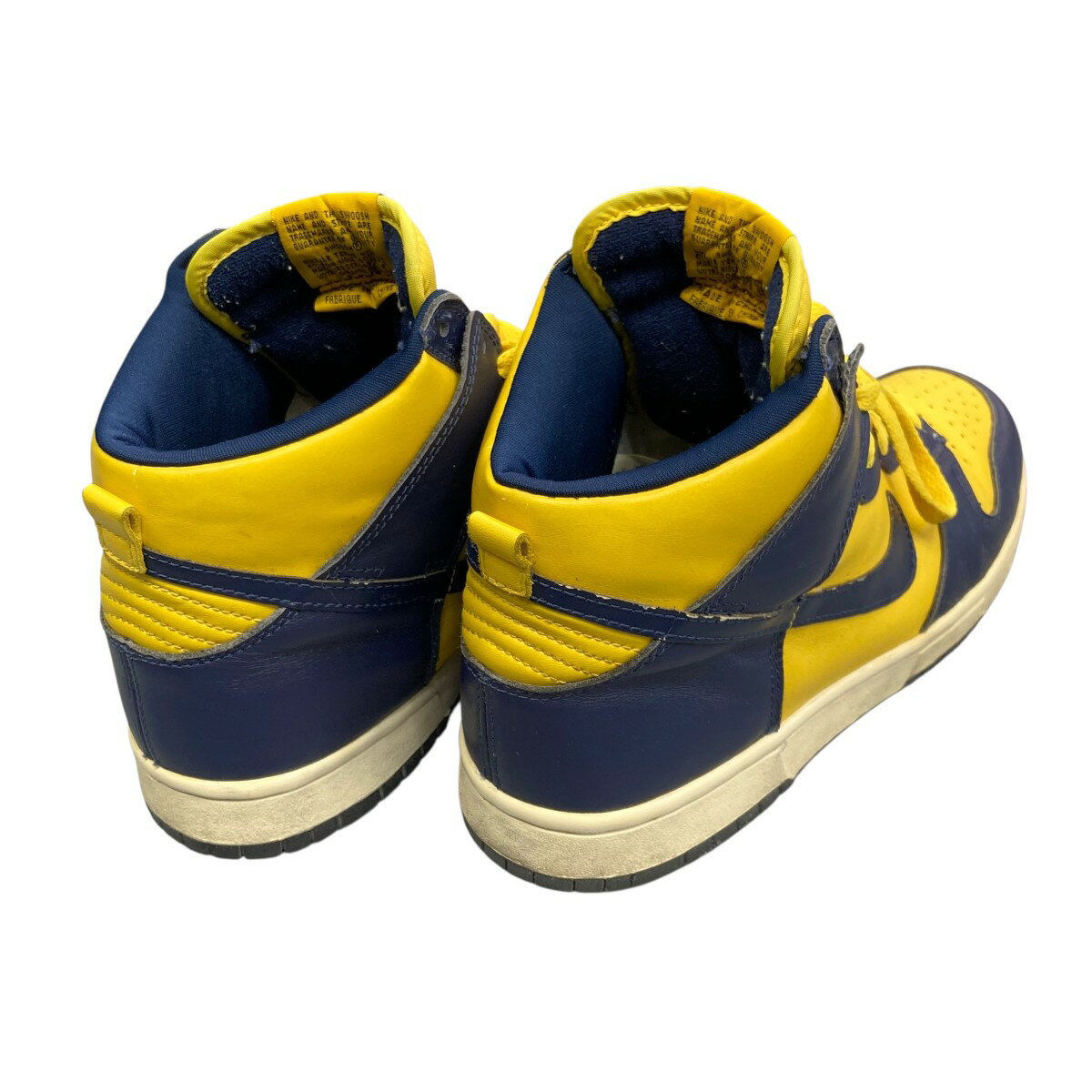 【中古】NIKE98年製 DUNK HIGH LE MICHIGAN ハイカットスニーカー 981012 イエロー×ネイビー サイズ：28CM【価格見直し】