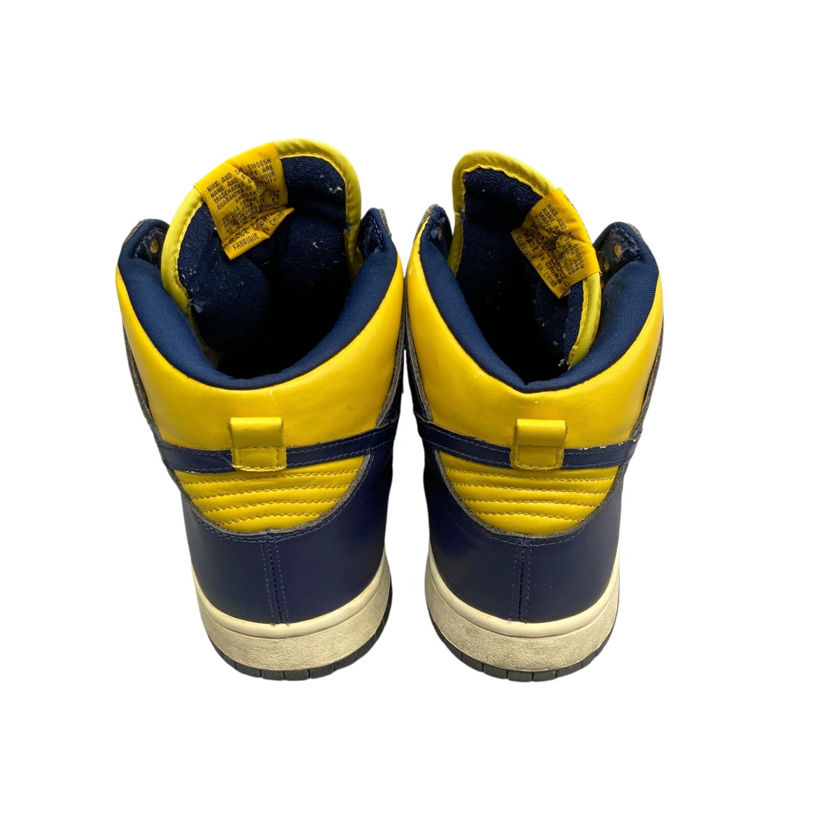 【中古】NIKE98年製 DUNK HIGH LE MICHIGAN ハイカットスニーカー 981012 イエロー×ネイビー サイズ：28CM【価格見直し】
