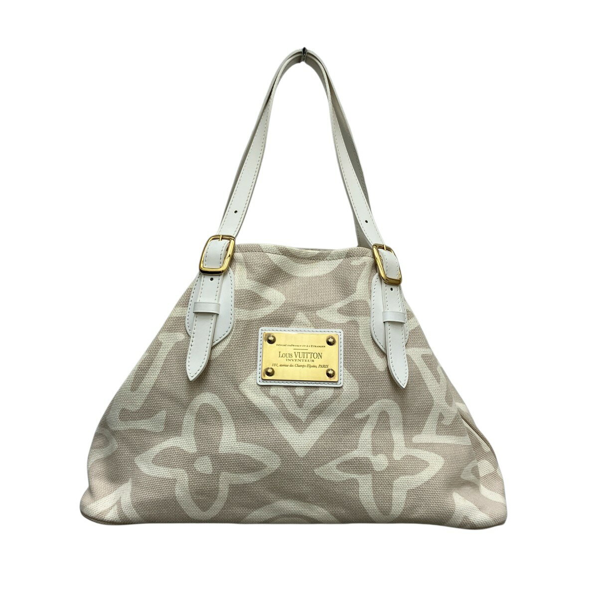 【中古】LOUIS VUITTONタイシエンヌPM クルーズライン トートバッグ M95674 ホワイト【価格見直し】