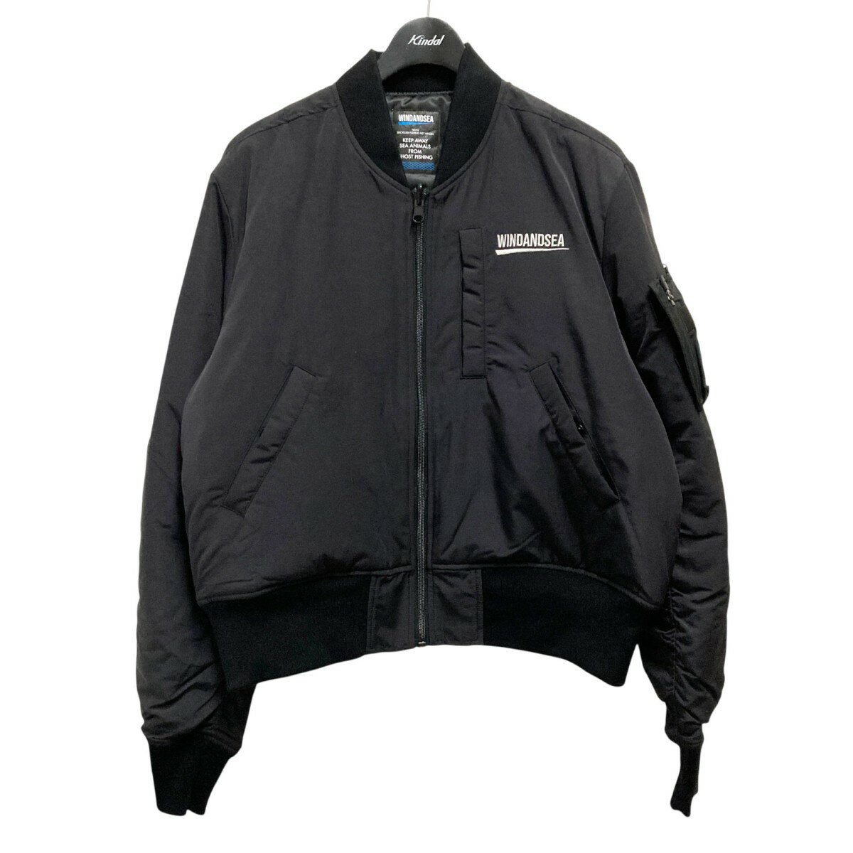 【中古】WIND AND SEA　FISHNET RECYCLED NYLON MA-1 M-1ジャケット WDS O RFN2 24 Q2 ブラック サイズ：S 【280925】（ウィンダンシー）