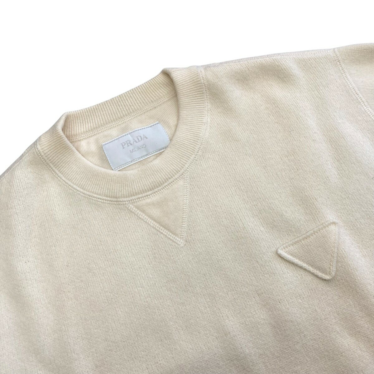 【中古】PRADA　長袖Nニット UMB217 アイボリー サイズ：48 【051025】（プラダ）