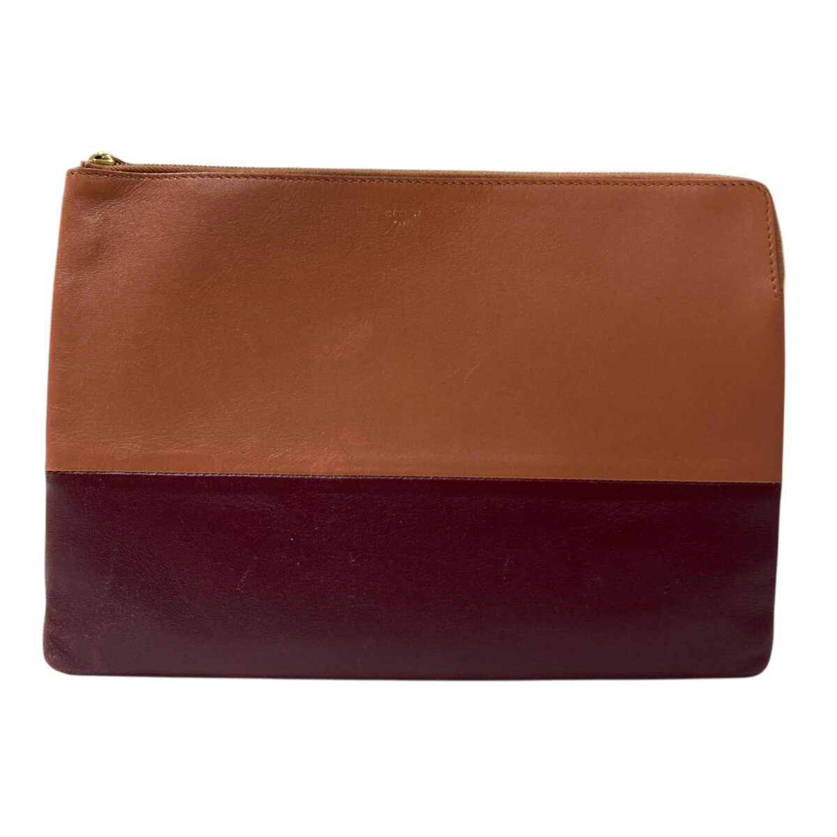 【中古】CELINE　クラッチバッグ U-ZP-0122 レッド×オレンジ 【061025】（セリーヌ）