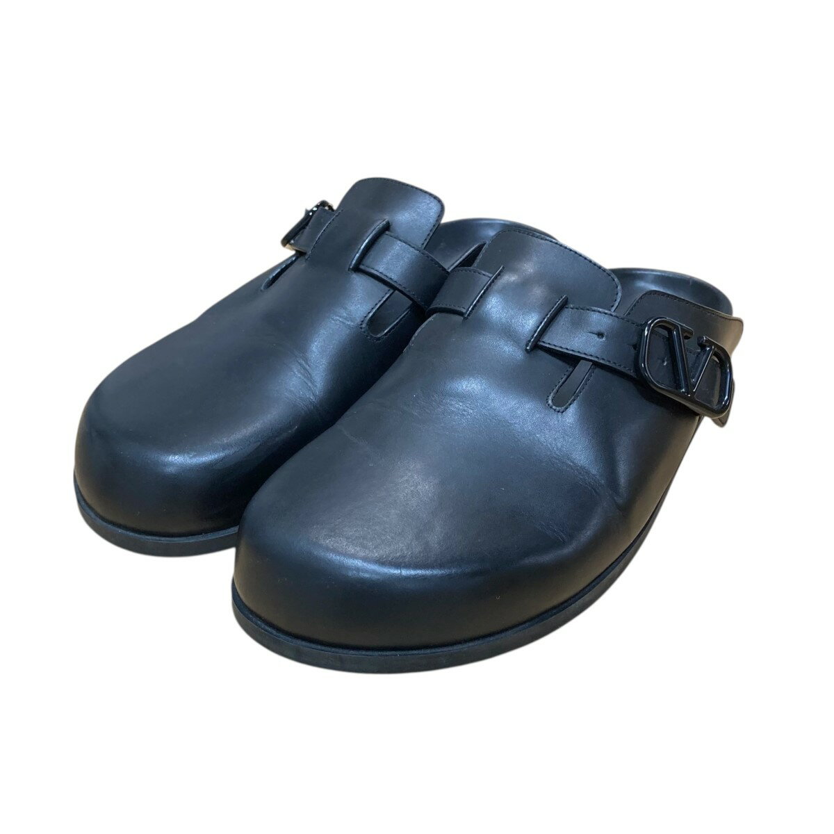 【中古】VALENTINO GARAVANIレザーサンダル BUXE69 2 ブラック サイズ：42 1/2【価格見直し】