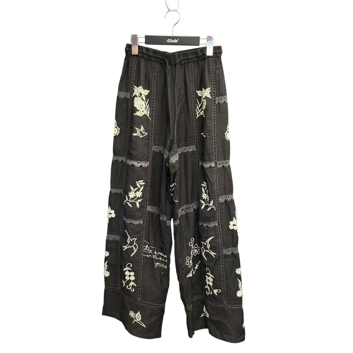 【中古】TODAYFUL25SS Embroidery Patchwork Trousers イージーパンツ 12510701 ブラック サイズ:38【価格見直...