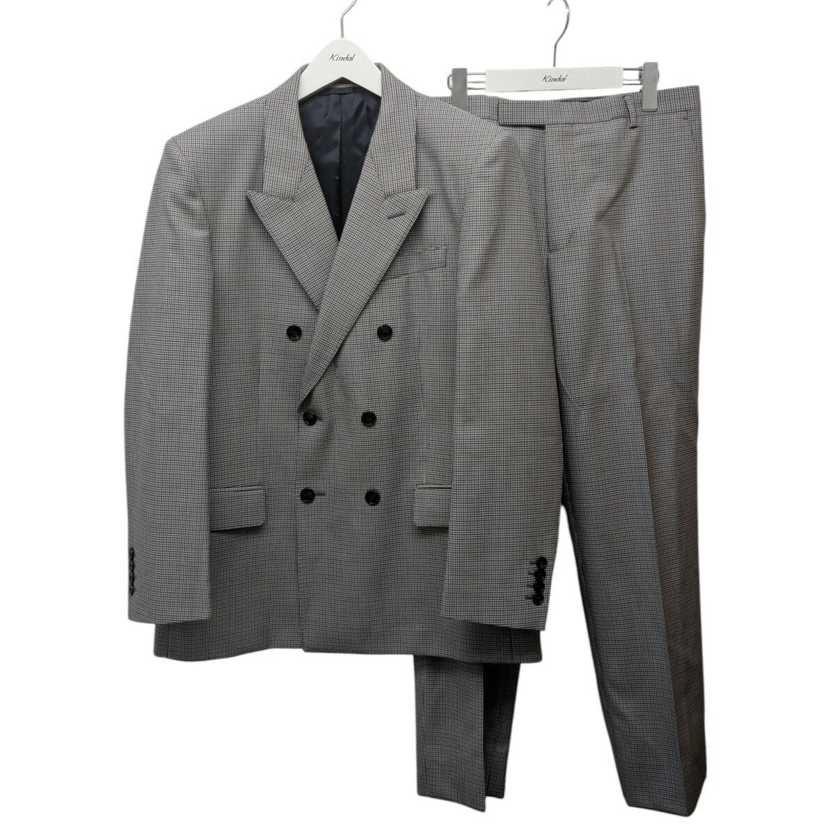 【中古】GUCCI ハウンドトゥースダブルブレストセットアップスーツ グレー サイズ:48/48 【091025】(グッチ)
