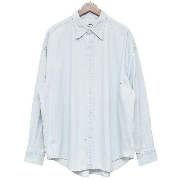 【中古】H BEAUTY＆YOUTH　アイスウォッシュデニムシャツ　ダメージ加工デニムシャツ　1299-299-1443 ライトインディゴ サイズ：L 【101025】（エイチビューティアンドユース）