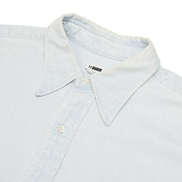 【中古】H BEAUTY＆YOUTH　アイスウォッシュデニムシャツ　ダメージ加工デニムシャツ　1299-299-1443 ライトインディゴ サイズ：L 【101025】（エイチビューティアンドユース）