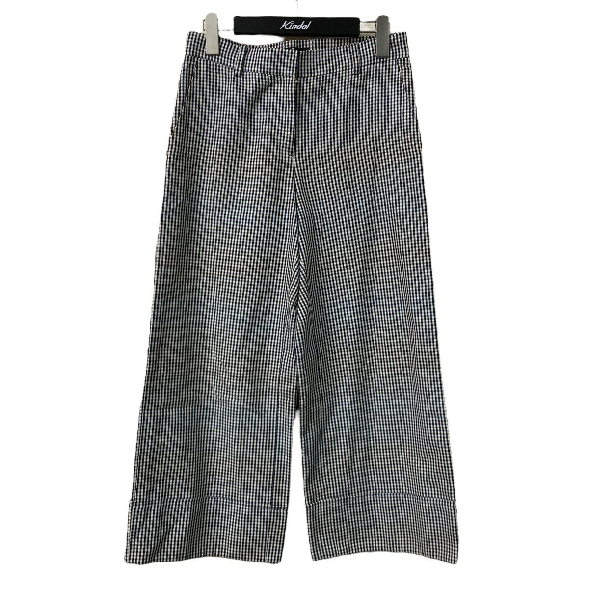 【中古】PS Paul Smithコットンリネンチェックワイドスラックス 6397618 ホワイト×ブラック サイズ:38【価格見直し】