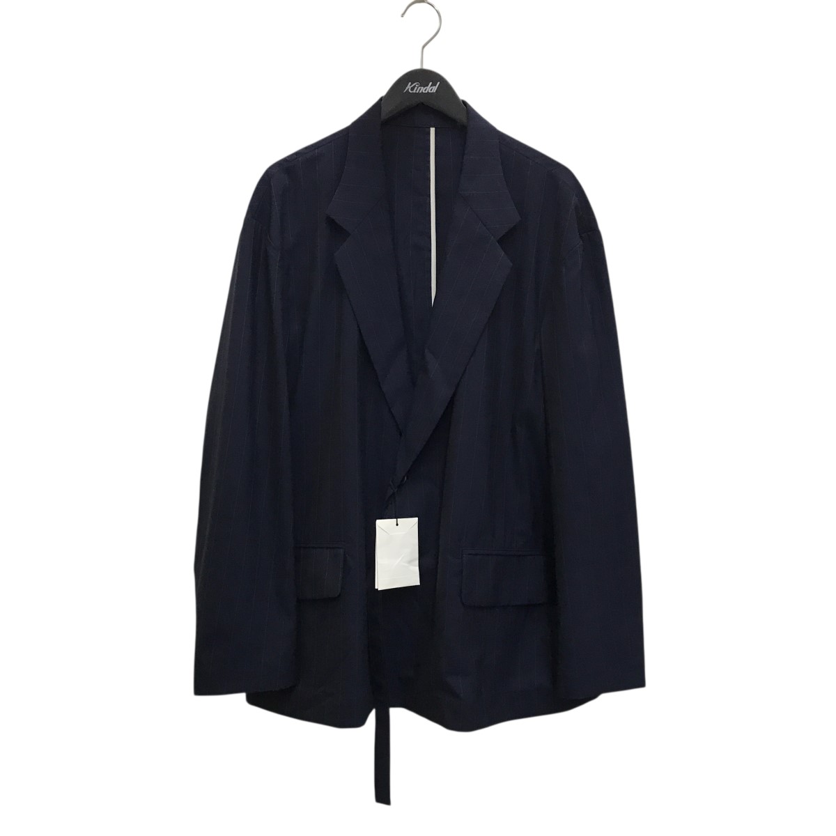 【中古】UJOH　2BS Belt Jacket ストライプ テーラードジャケット M761-J51-102 ネイビー サイズ：3 【131025】（ウジョー）(4)