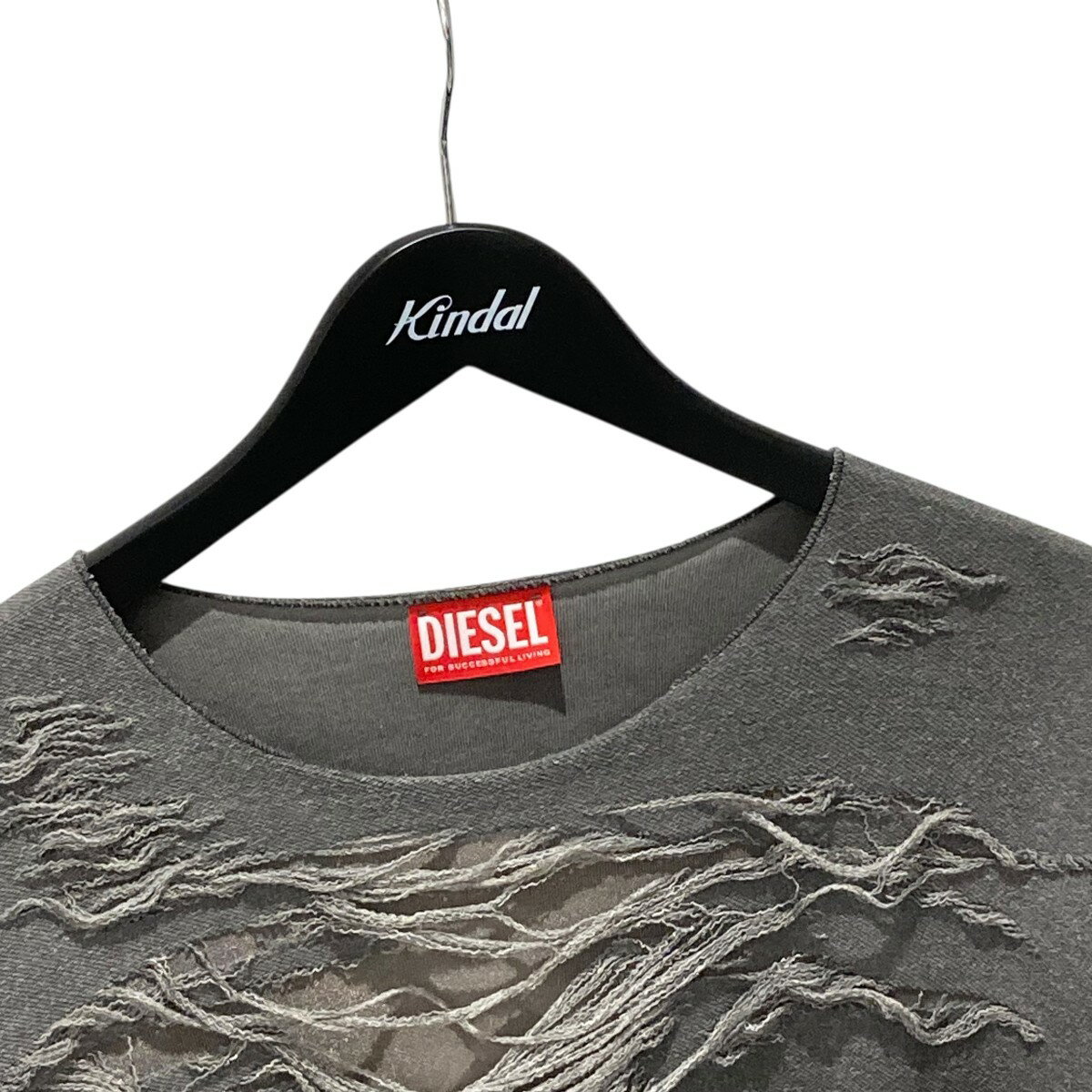 【中古】DIESEL　25SS S-RUBEN クラッシュ加工 クルーネックスウェット A18216 グレー サイズ：M 【131025】（ディーゼル）