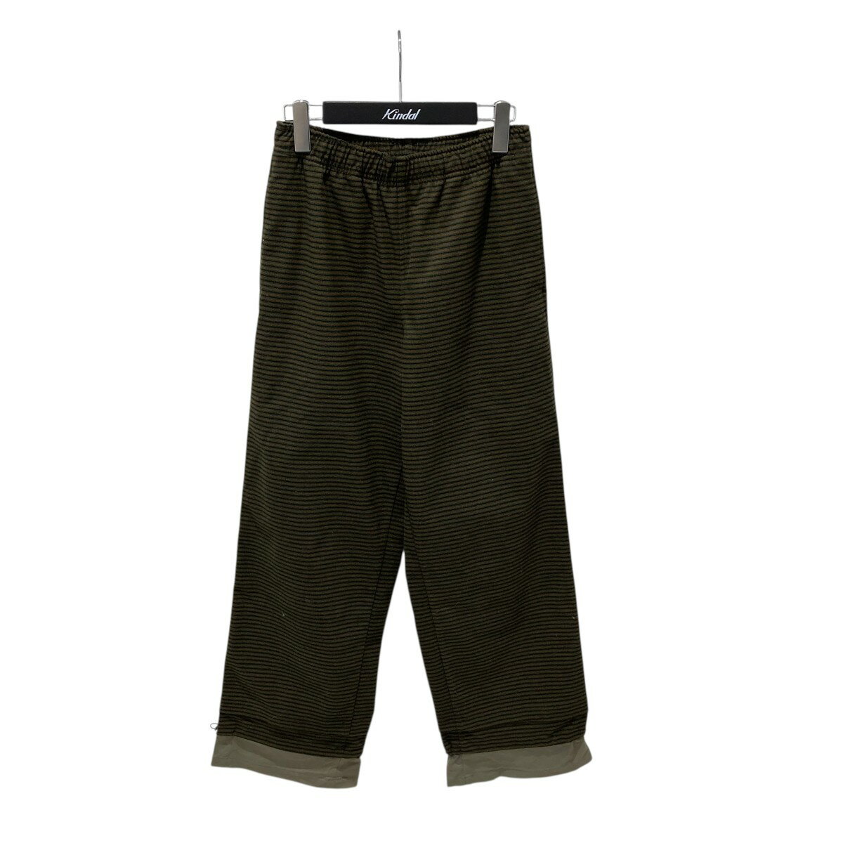 【中古】PERVERZE　Step Layered Sweat Pants ボーダー スウェットパンツ 012503080540 グリーン×ベージュ サイズ：S 【141025】（パーバーズ）