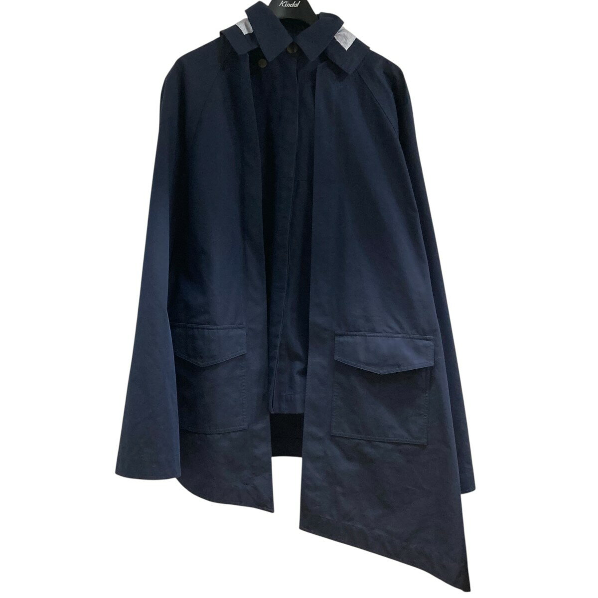 【中古】LOEWEアナグラムレザーパッチドッキングレイヤードコート ネイビー サイズ：34【価格見直し】のサムネイル