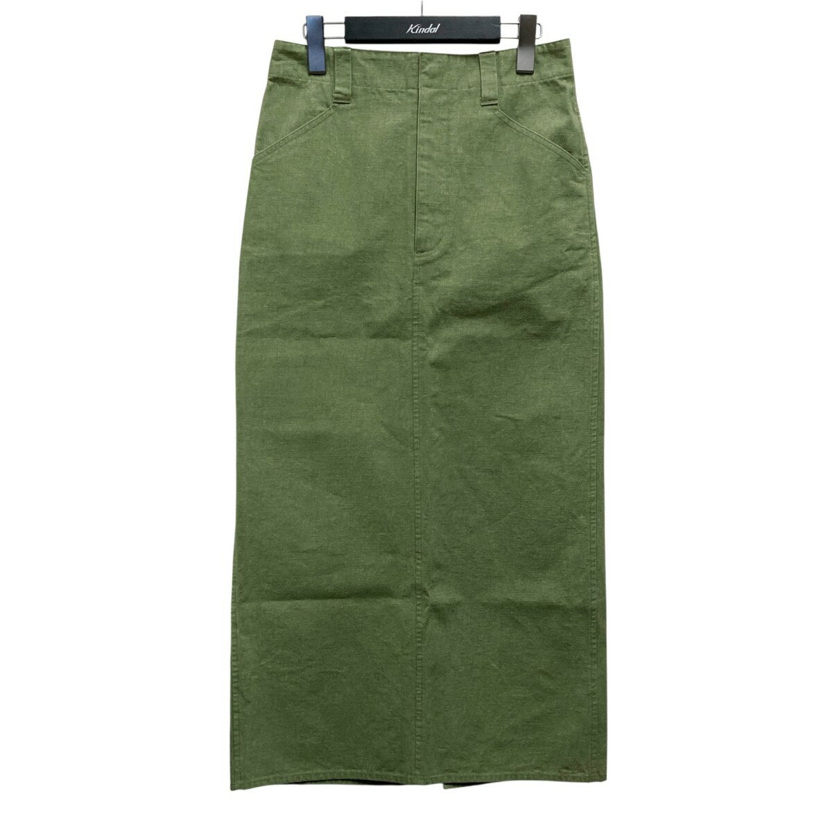 【中古】AURALEE　WASHED HARD TWIST CANVAS SKIR ロングスカート A24SS07OC グリーン サイズ：0 【151..