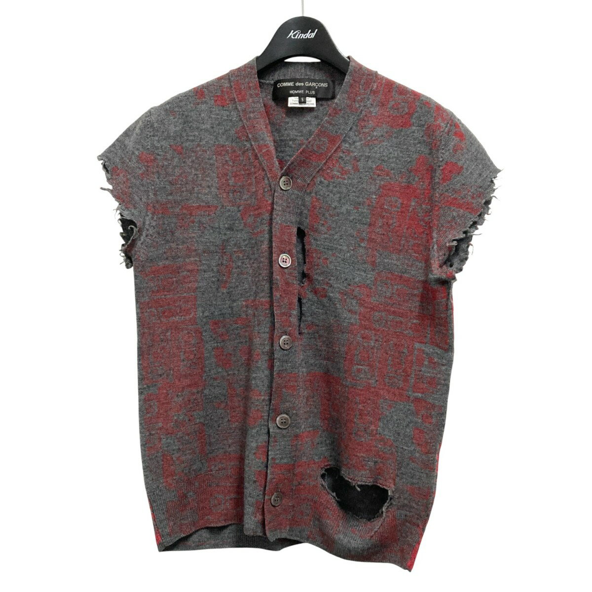 【中古】COMME des GARCONS HOMME PLUS　ニットベスト PT N019 グレー サイズ：S 【151025】（コムデギャルソンオムプリュス）