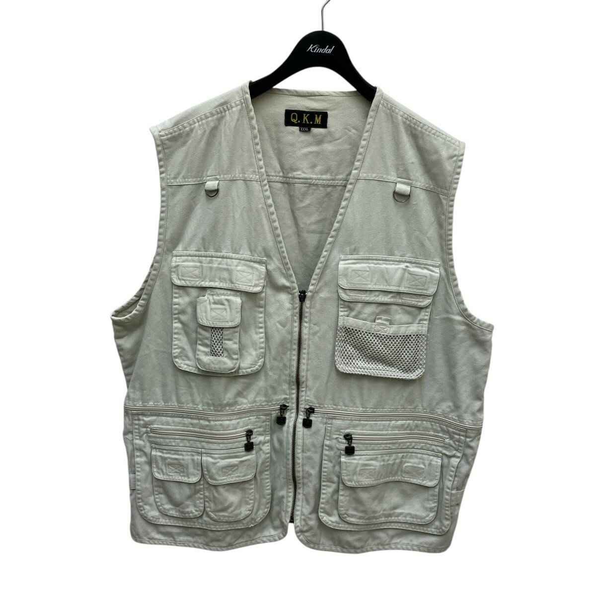 【中古】QKM　フィッシング ジップアップベスト グレー サイズ：XXXL 【171025】（キューケーエム）(4)