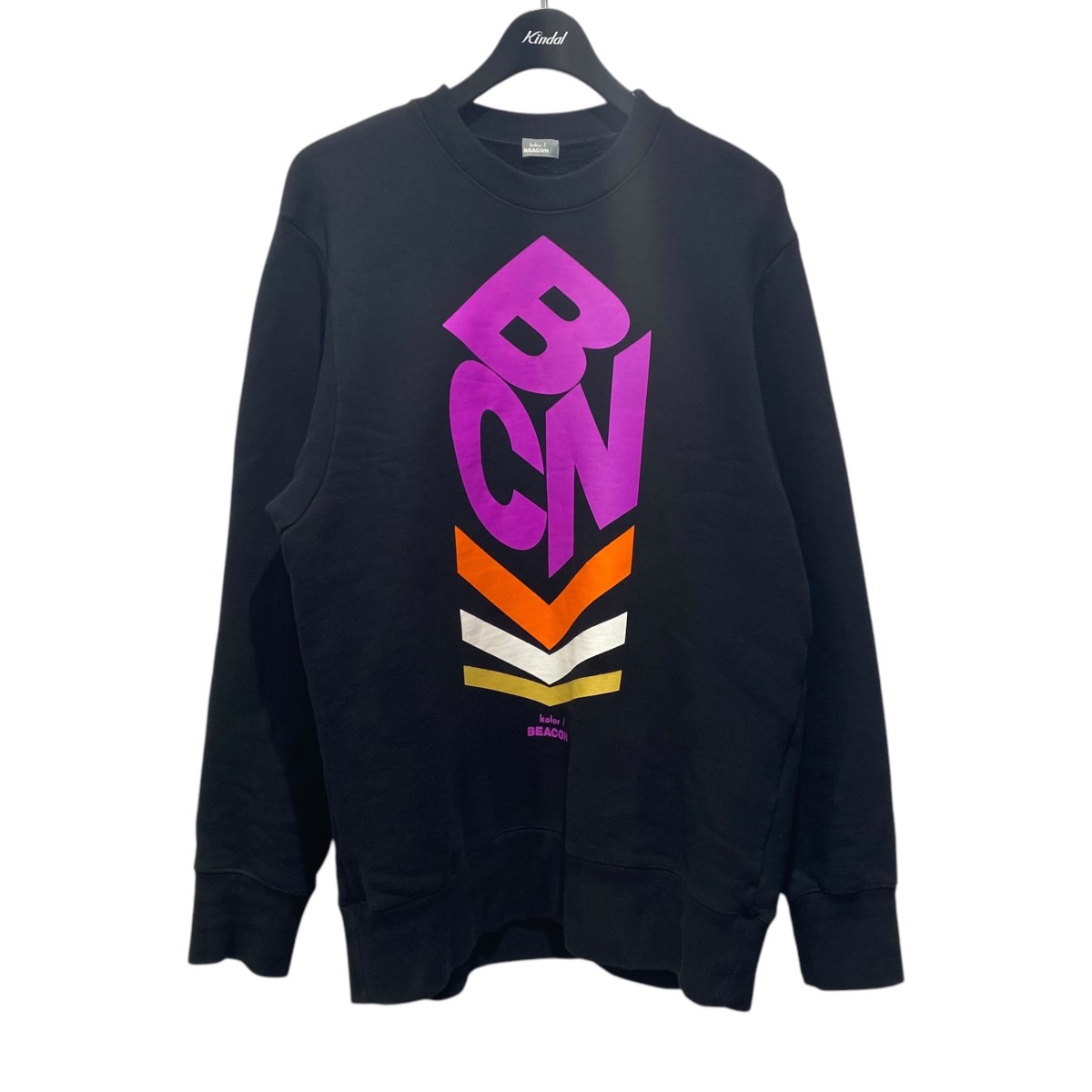 【中古】kolor／BEACON　ロゴスウェット 23WBM-T05233 ブラック サイズ：2 【171025】（カラービーコン）