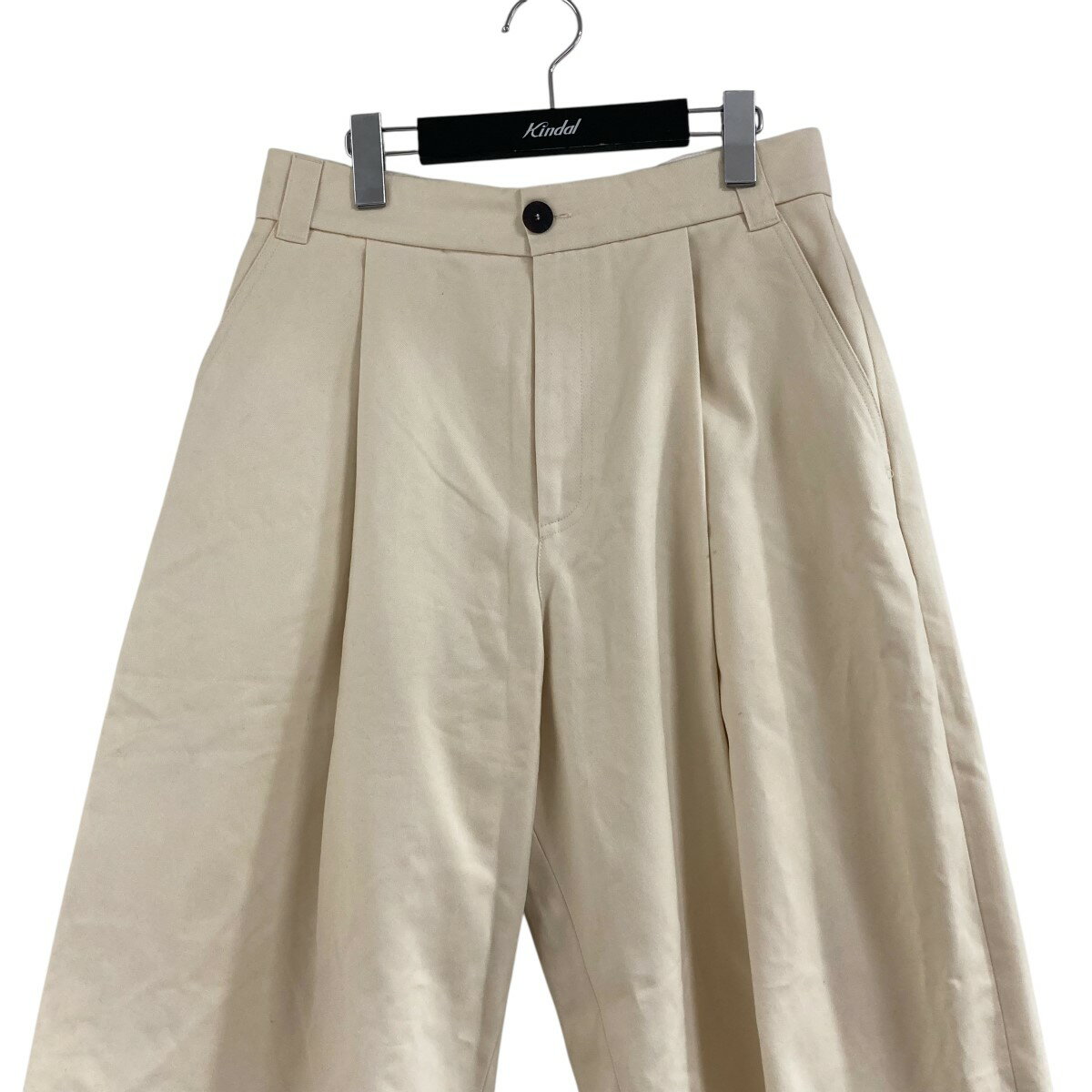 【中古】STUDIO NICHOLSONタックワイドパンツ アイボリー サイズ：S【価格見直し】