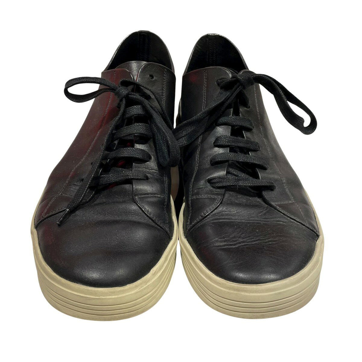 【中古】RICK OWENSBlack Leather Mastodon Sneakers ローカットスニーカー RU17S9867 ブラック サイズ：43【価格見直し】