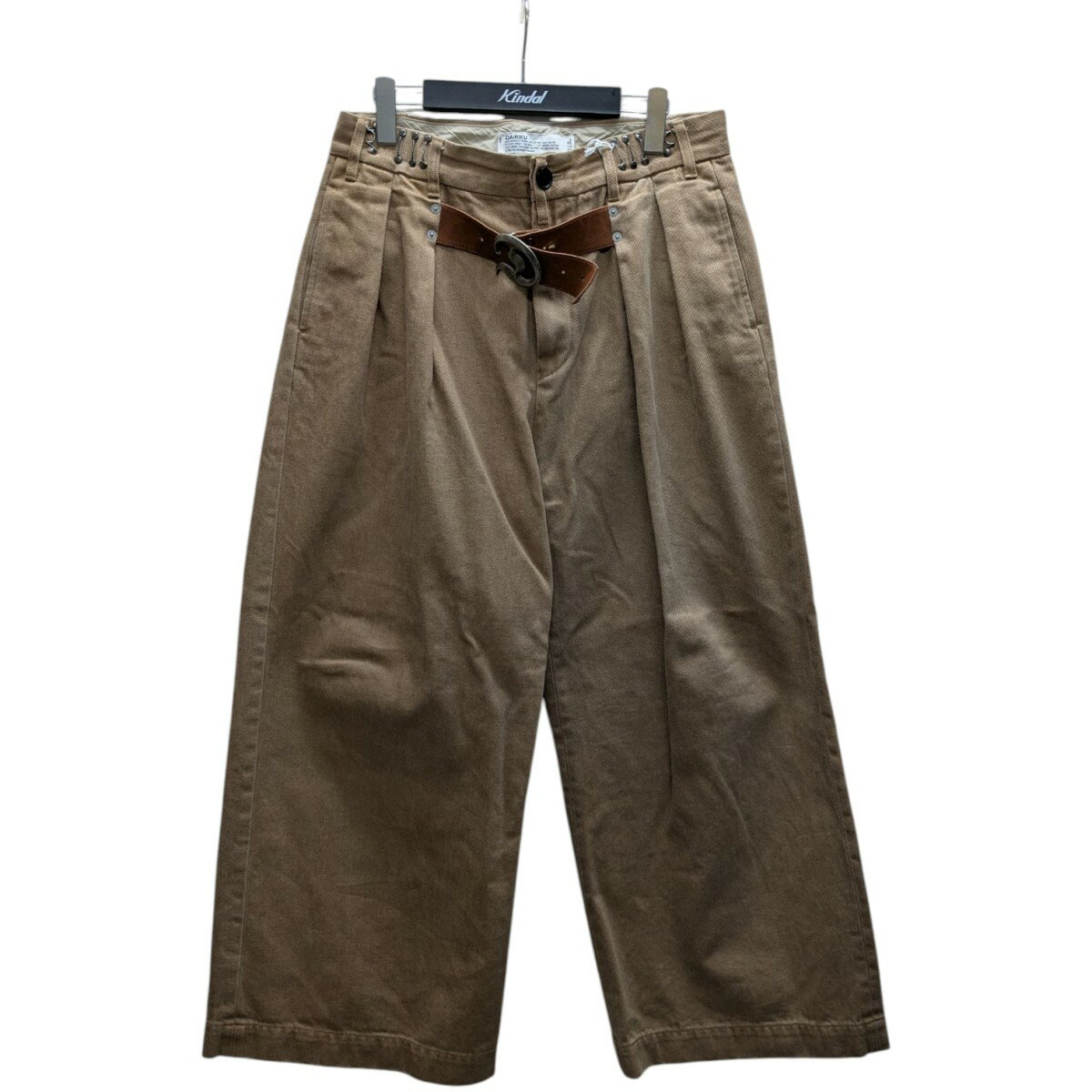 【中古】DAIRIKU25AW D”Buckle Super Wide Chino Pants Dバックルスーパーワイドチノパンツ 25AW CP2 ブラウン サイズ：27【価格見直し】