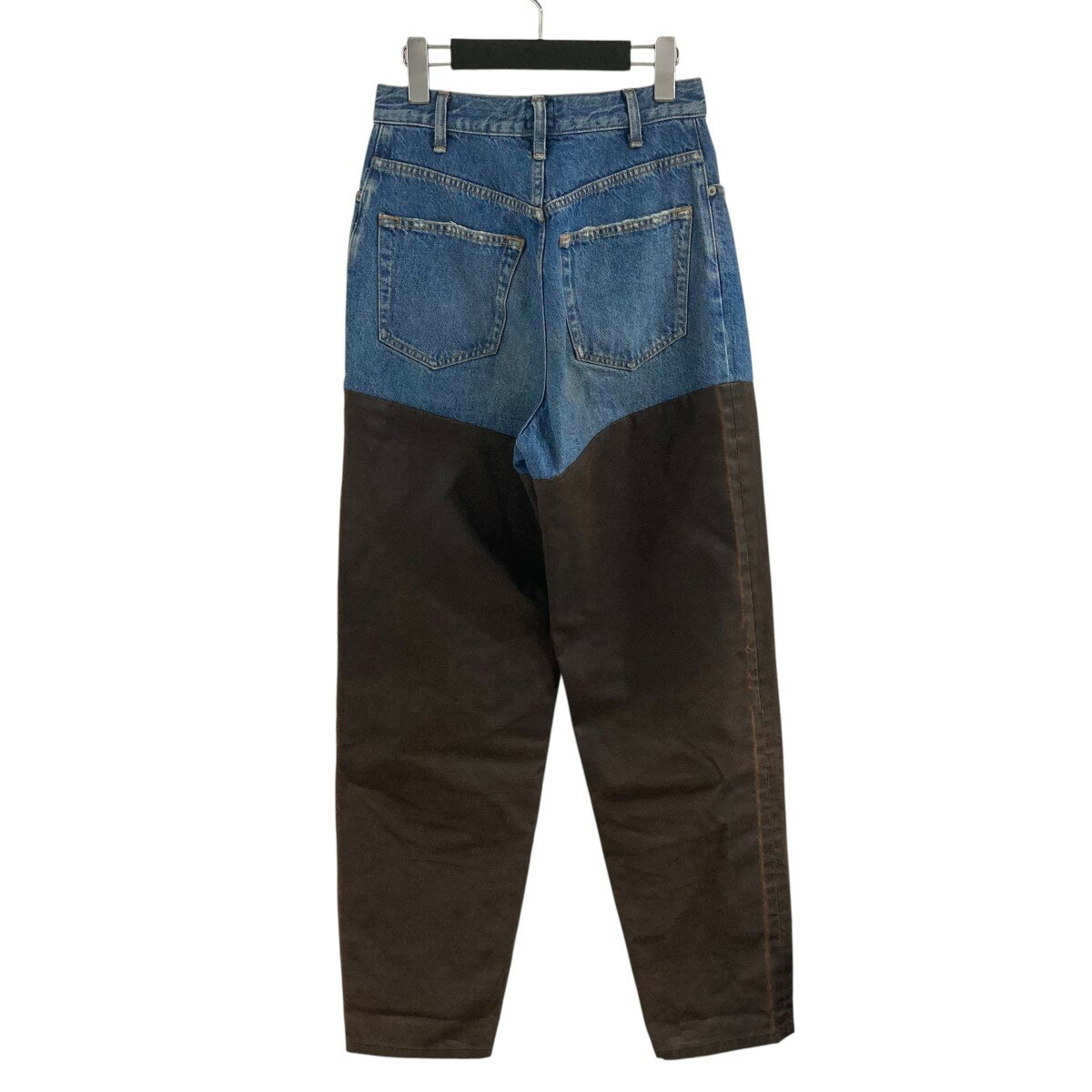 【中古】6(ROKU) BEAUTY＆YOUTH×timemachine　切替デニムパンツ インディゴ×ブラウン サイズ：25 【201025】（ロク ビューティアンドユーズ）