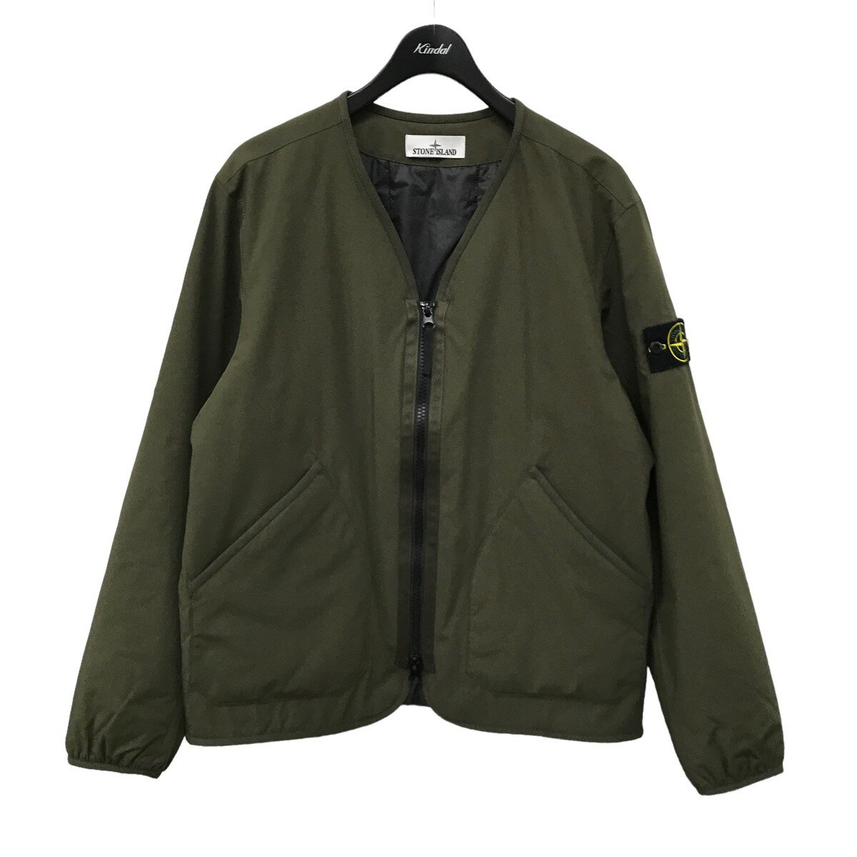 【中古】STONE ISLAND　23AW NO COLLAR JACKET ノーカラージップジャケット 791541127 カーキ サイズ：M 【231025】（ストーンアイランド）