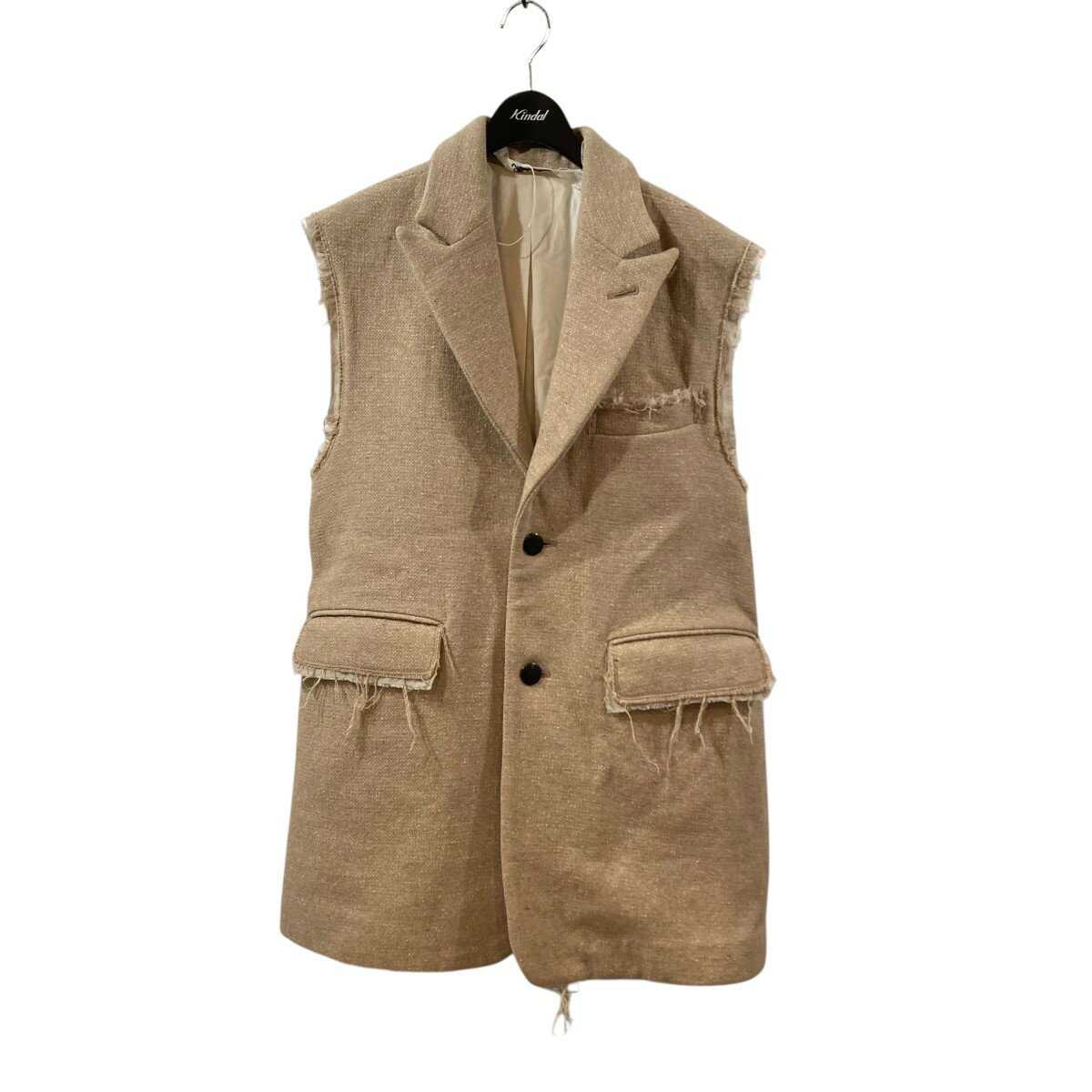 【中古】Midorikawasilk wool belted vest jacket シルクウールベストジャケット MID19AW-JK05 ベージ..
