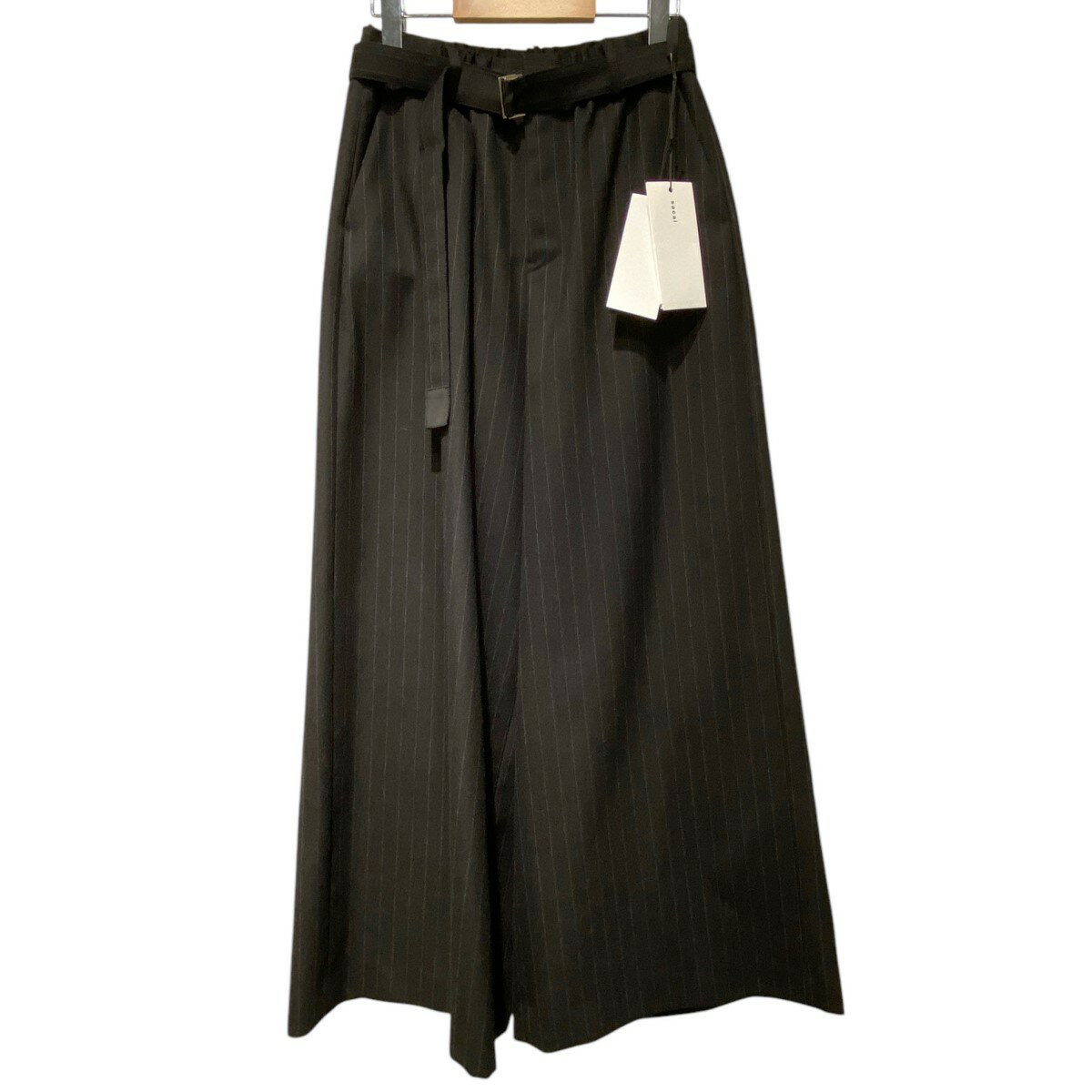 【中古】sacai　24AW Chalk Stripe Pantsワイドストレートストライプウールパンツ ブラック サイズ：0(..