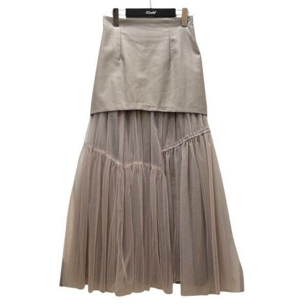 【中古】ELENDEEK　ロングチュールスカート ベージュ サイズ：2 【261025】（エレンディーク）