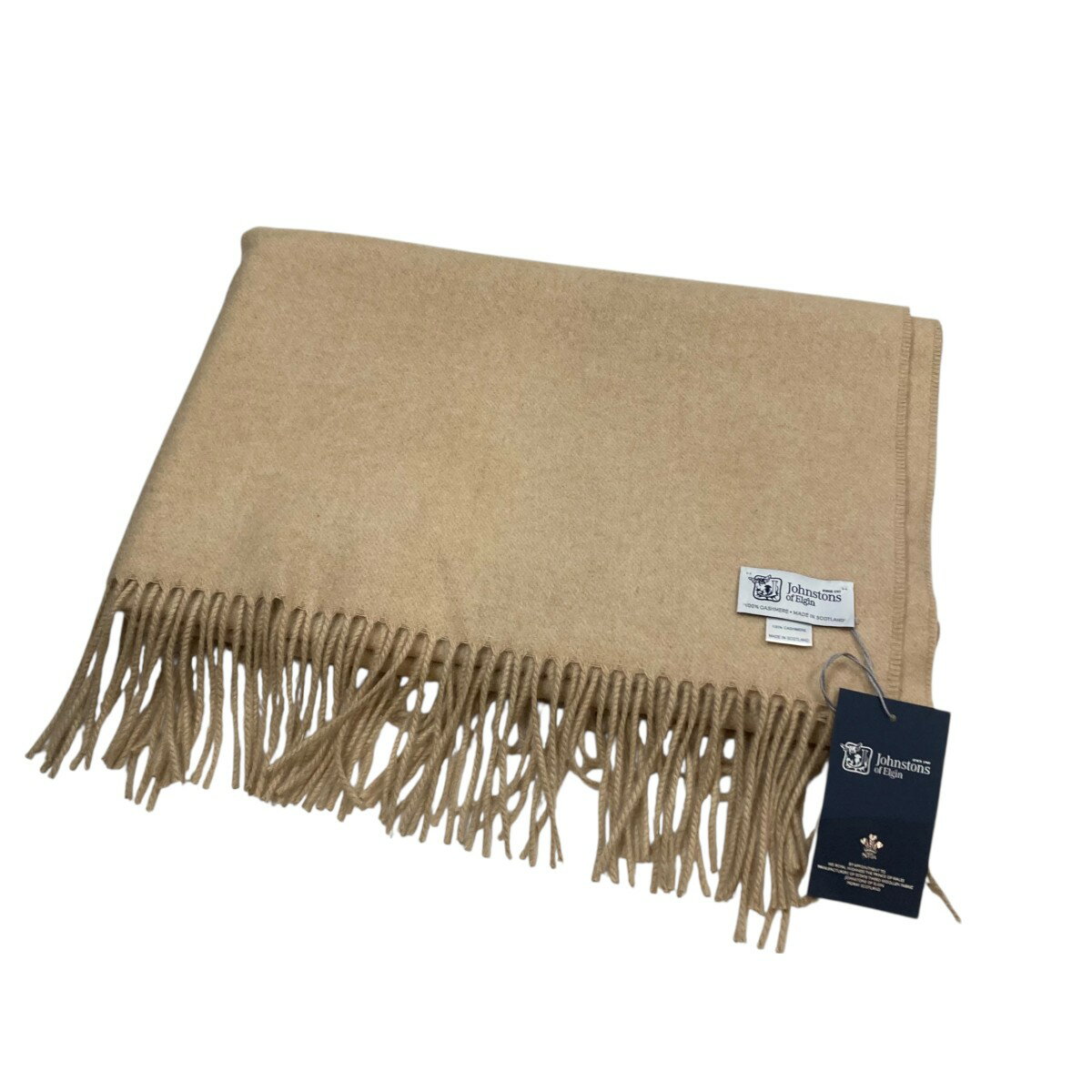 【中古】JOHNSTONS OF ELGIN　マフラー ベージュ 【261025】（ジョンストンズオブエルガン）