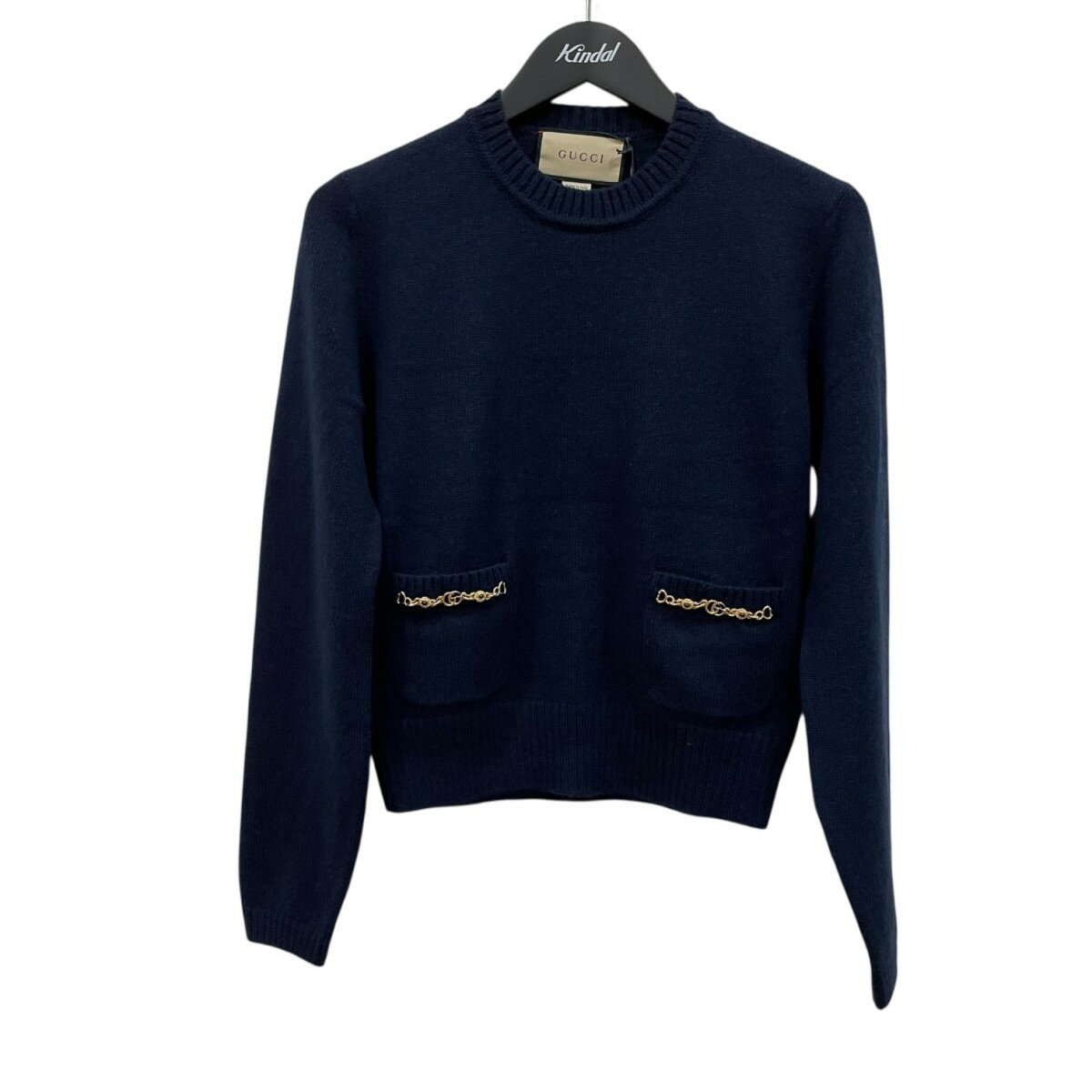 【中古】GUCCI　ホースビットカシミヤニット 662179 ネイビー サイズ：XS 【301025】（グッチ）