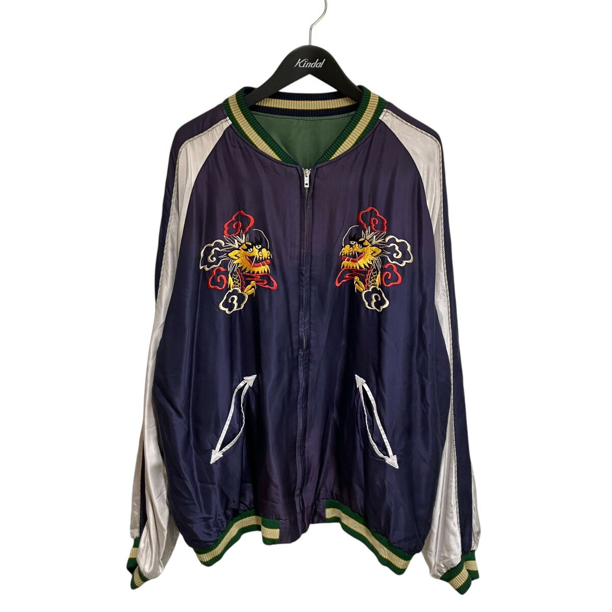 楽天ブランド古着のカインドオル【中古】東洋エンタープライズ　Late 1950s Style Acetate Souvenir Jacket スカジャン TT15492 グリーン×ネイビー サイズ：XXL 【311025】（トウヨウエンタープライズ）