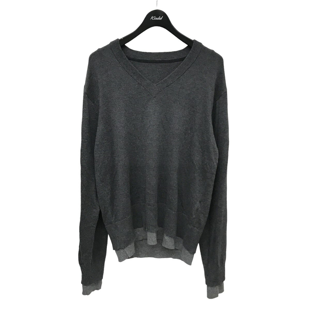 【中古】k3＆co．　V NECK LAYERED KNIT Vネックニット グレー サイズ：S 【011125】（ケイスリーアン..