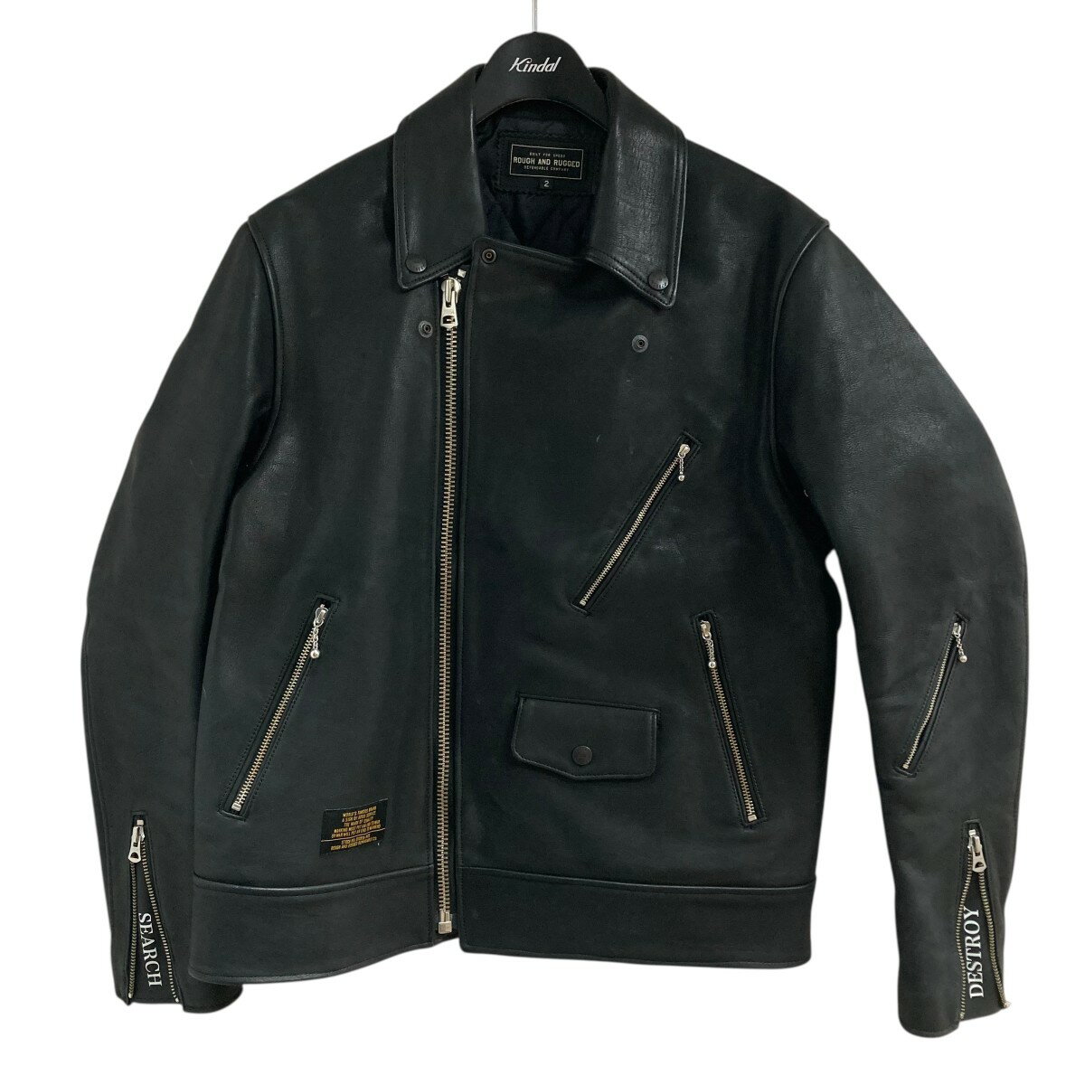 【中古】ROUGH AND RUGGED　カウレザージャケット ブラック サイズ：2 【011125】（ラフアンドラゲット）