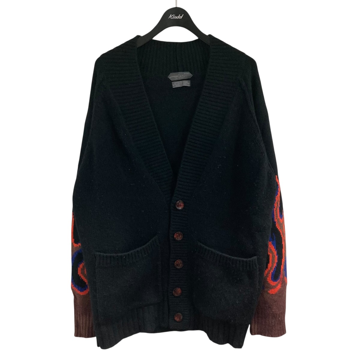 【中古】Atelier Serpi　ファイヤー柄カシミヤカーディガン ブラック サイズ：48 【011125】（アトリエセルピ）
