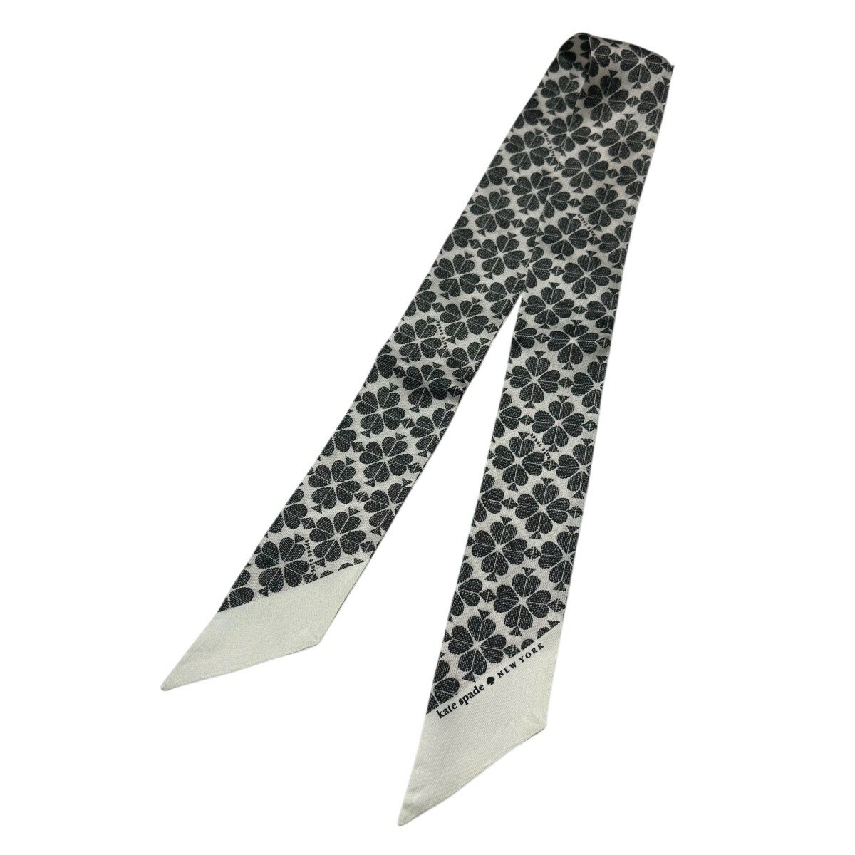 【中古】Kate Spade　クローバーモチーフスカーフ KS1004674 ホワイト 【021125】（ケイトスペード）