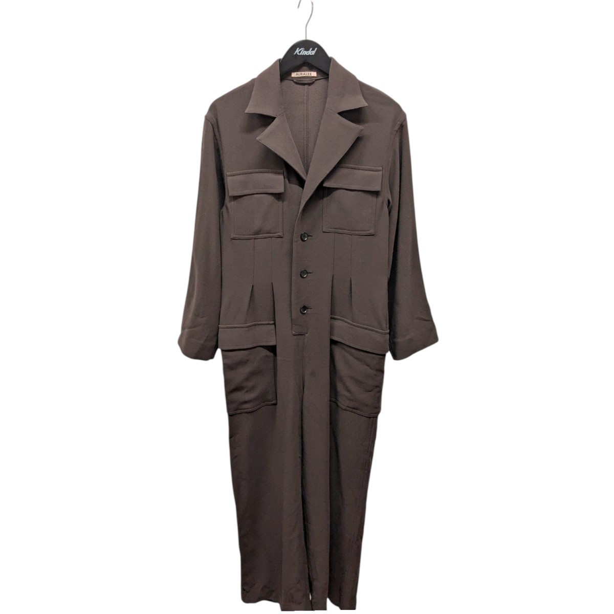 【中古】AURALEE　WOOL BARATHEA JUMPSUIT オールインワン A9AT01BB ブラウン サイズ：0 【041125】（オーラリー）