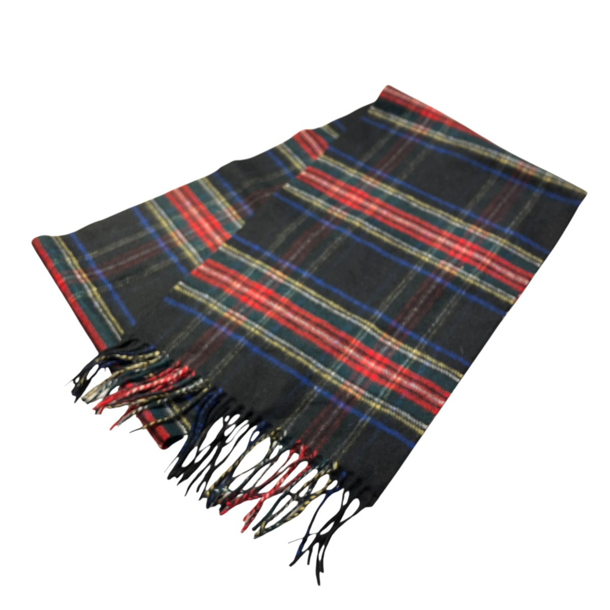 【中古】JOHNSTONS OF ELGIN　カシミヤマフラー レッド×ブラック サイズ：記載なし 【031125】（ジョン..