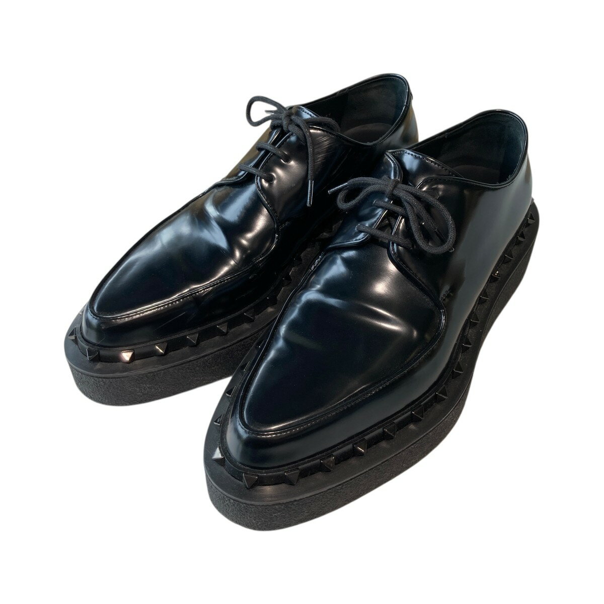 【中古】VALENTINO　23AW スタッズ付きクリーパー レザーシューズ GE3 HV5 ブラック サイズ：41 【051125】（ヴァレンチノ）