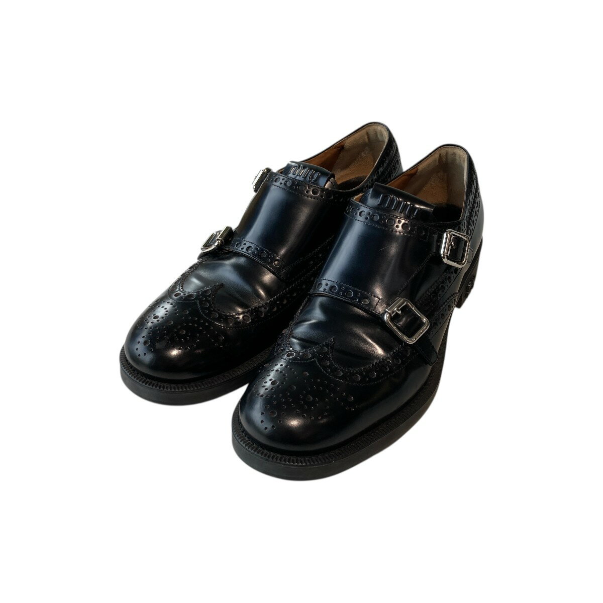 【中古】CHURCH’S×MIU MIU　ダブルモンク レザーシューズ ブラック サイズ：41 【051125】（チャーチ×ミュウミュウ）(4)
