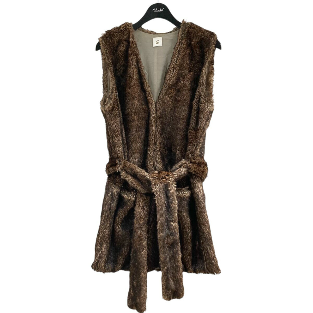 【中古】6(ROKU) BEAUTY＆YOUTHフェイクファーベスト 8625-151-0135 FAKE FUR VEST ブラウン サイズ：36【価格見直し】