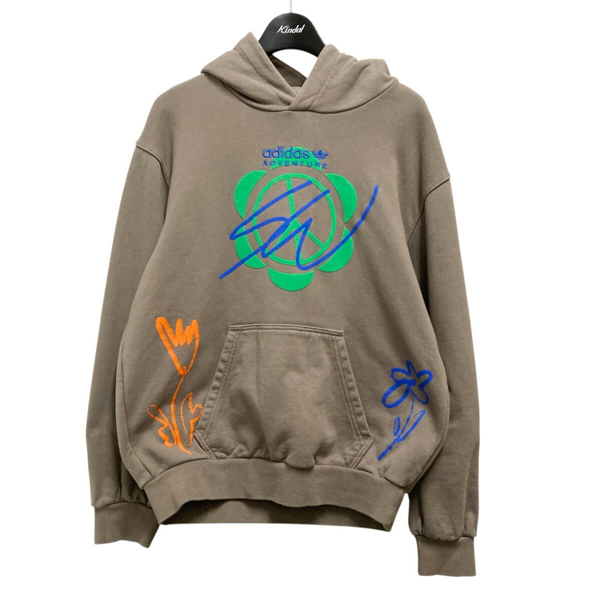 【中古】adidas originals×Sean Wotherspoon×atmos　SUPERTURF ADVENTURE プルオーバーパーカー HI3302 グレー サイズ：XS 【081125】（アディダスオリジナルス×ショーン・ウォザースプーン×アトモス）