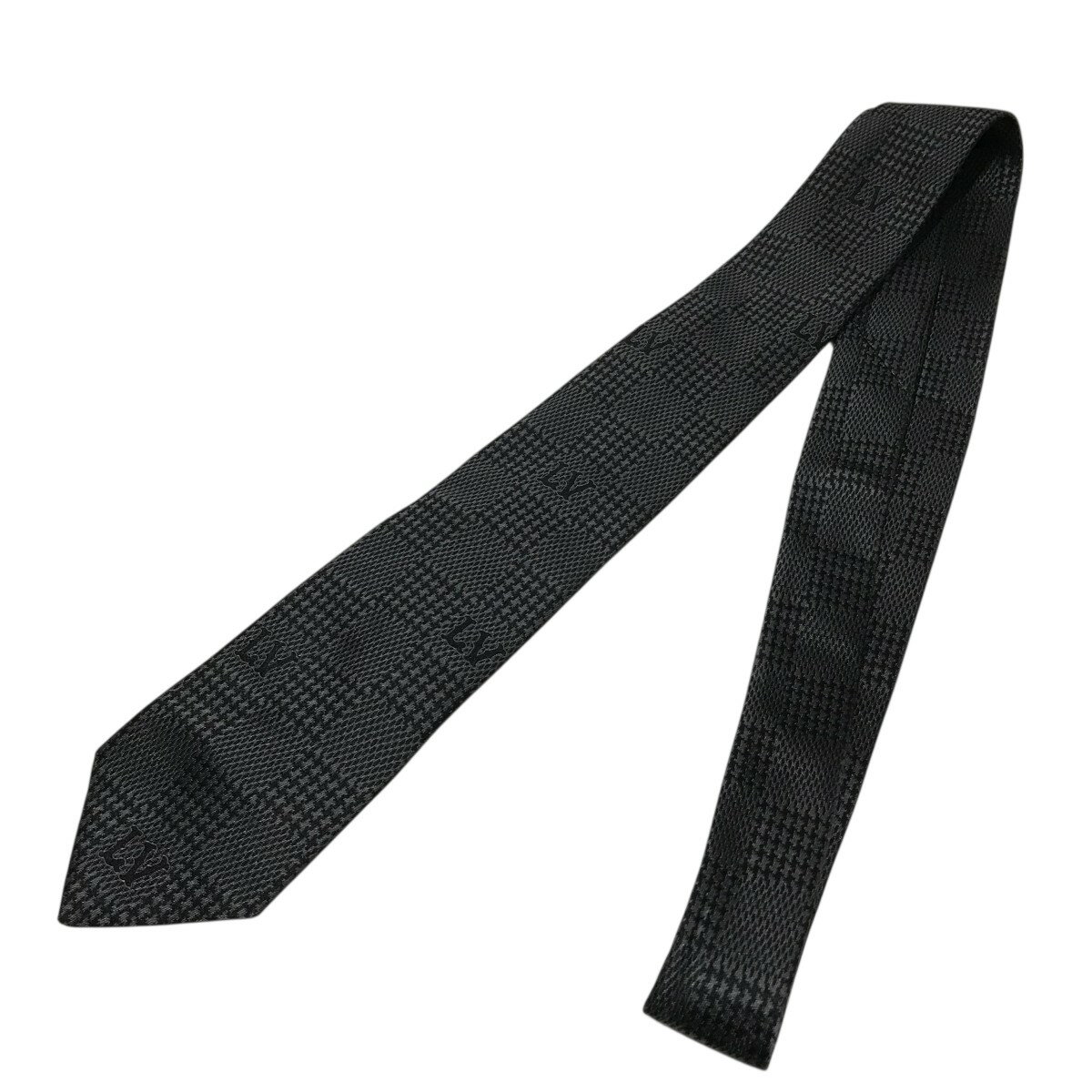 【中古】LOUIS VUITTON Pied De Poule Tie ネクタイ M09725 ブラック 【121125】（ルイヴィトン）
