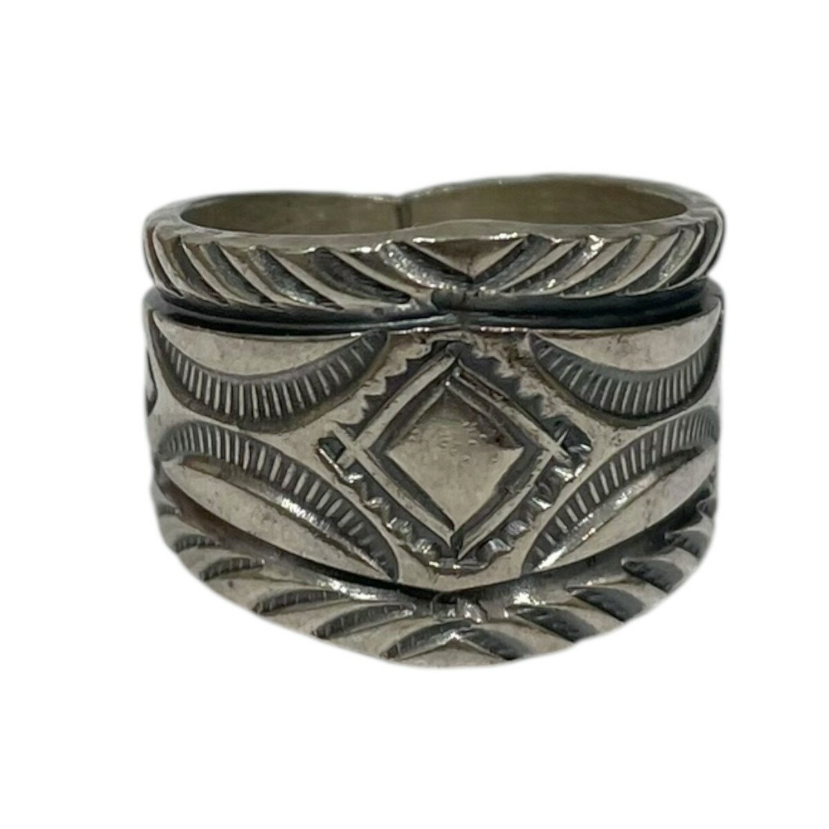 【中古】インディアンジュエリー　スタンプワークリング Gary Reeves ゲーリーリーブス ナバホ族 シルバー サイズ：15号 【121125】（インディアンジュエリー）(4)