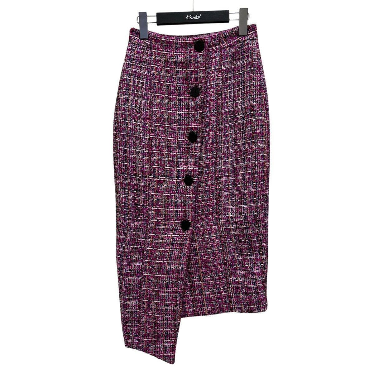 【中古】eimy istoire　ファンシーツイード フロントボタンペンシルラップスカート 1118421062-0 パープル サイズ：M 【131125】（エイミーイストワール）